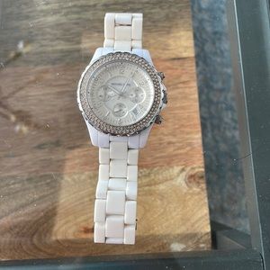 Michael Kors quartz chronograph Chrystal white ceramic bracelet MK-5300